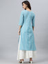Blue Cotton Striped Straight Kurta